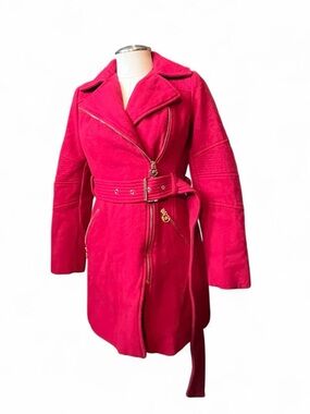 Michael Kors Hot Pink Suede Belted Trench Coat